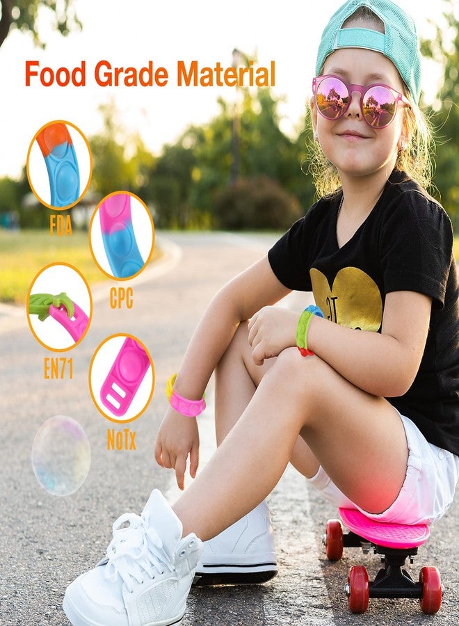 Zibuyu® 24Pcs Colorful Slap Bands for Kids,Pop it Wrist Band Bracelet for Kids - Friendship Bands Pop It Toys Fidget Toy Stress Relief,Return Gifts Birthday Party - Image 3